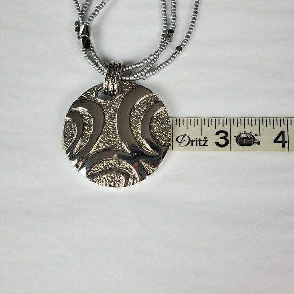 Lia Sophia Multi-Strand Gray Glass Sead Bead Synergy Pendant Necklace Statement - Picture 6 of 10